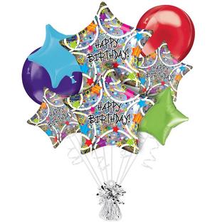 Holographic Starry Birthday Foil Balloon Bouquet